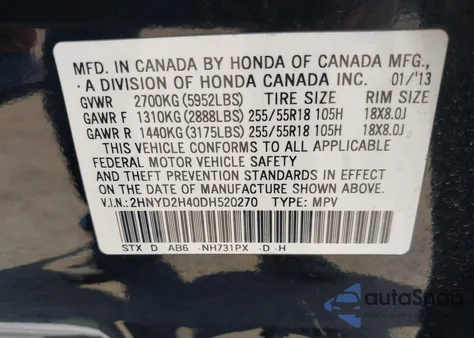 2013 Acura Mdx Technology Package z USA, uszkodzony, nr VIN 2HNYD2H40DH520270